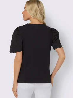 T-shirt à manches courtes superbe broderie ajourée