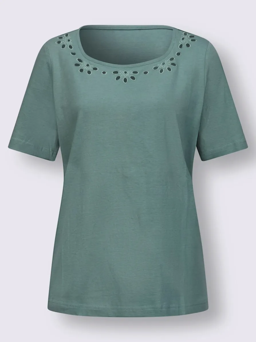 T-shirt à manches courtes superbe broderie ajourée