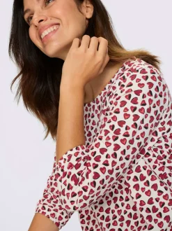 T-shirt à manches 3/4 imprimé cœur fantaisie
