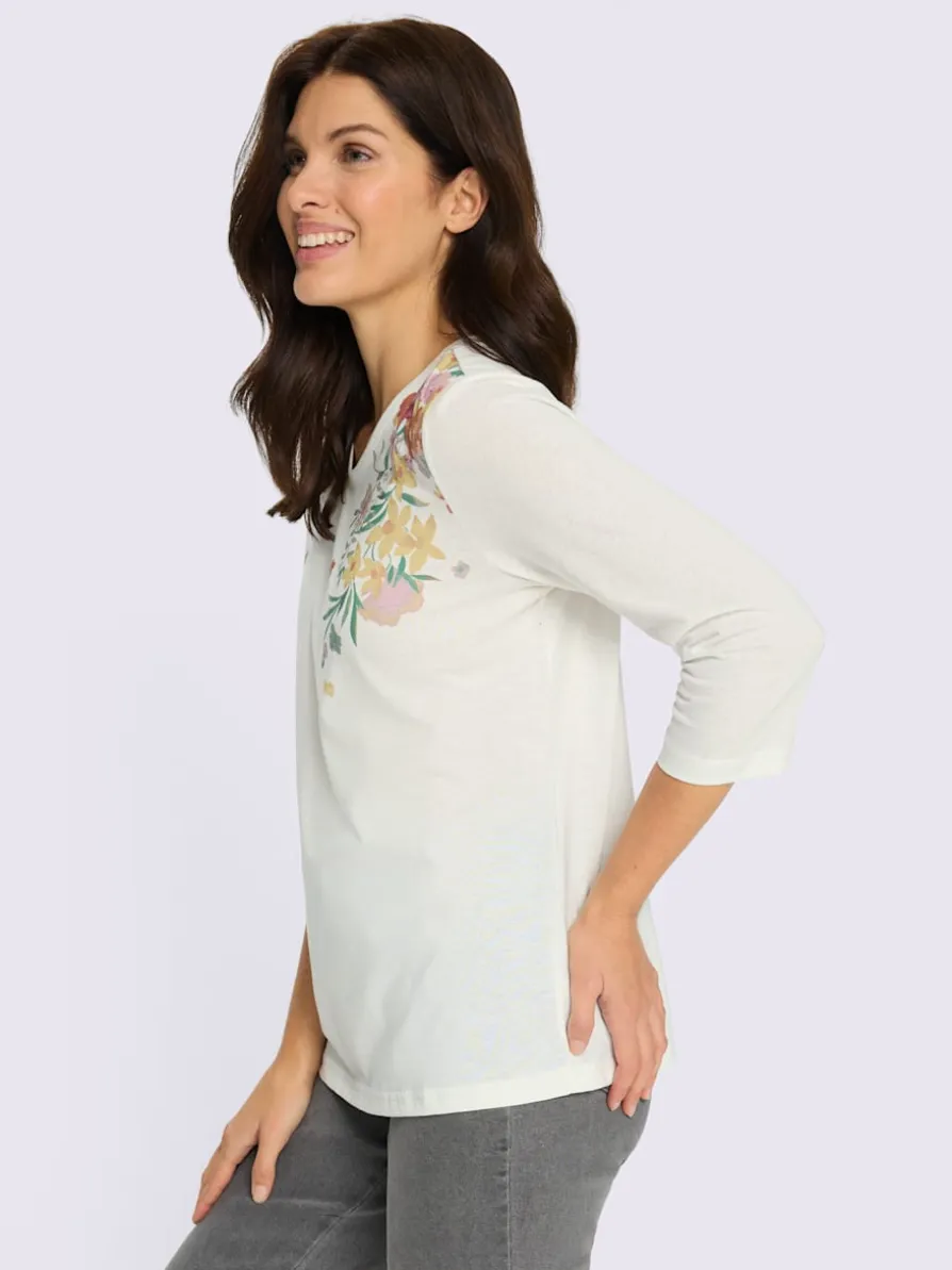 T-shirt à manches 3/4 imprimé floral