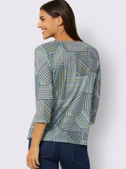 T-shirt à manches 3/4 jolie imitation patchwork