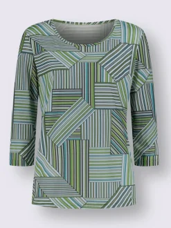 T-shirt à manches 3/4 jolie imitation patchwork