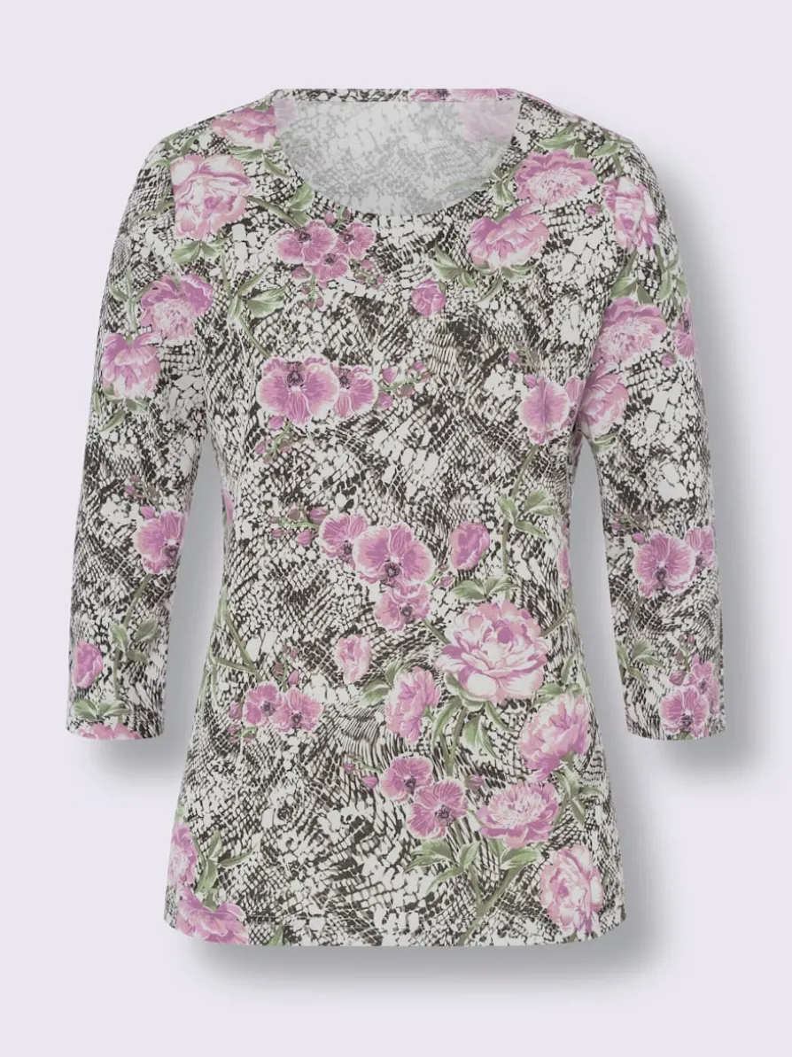 T-shirt à manches 3/4 joli motif floral