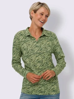 T-shirt à manches longues col chemise ouvert
