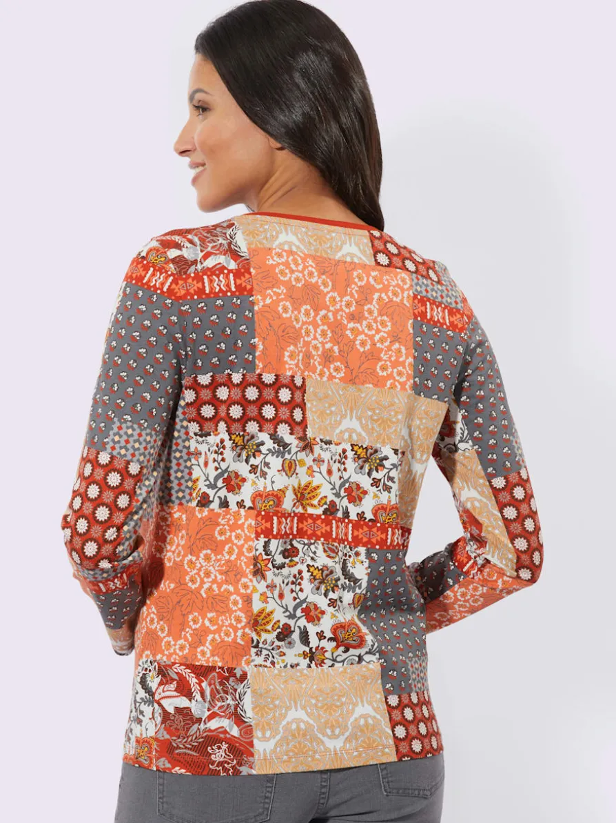 T-shirt à manches longues joli aspect patchwork