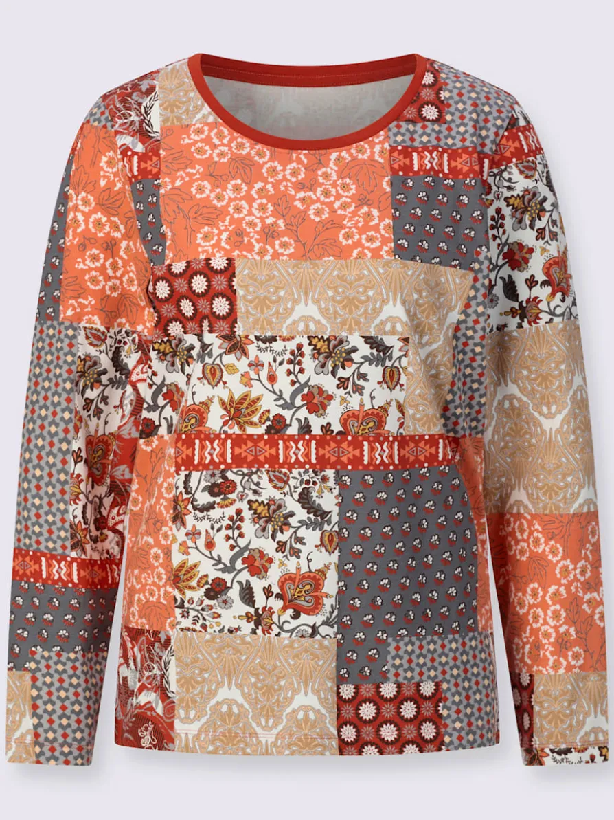 T-shirt à manches longues joli aspect patchwork