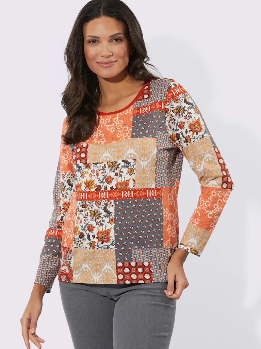 T-shirt à manches longues joli aspect patchwork