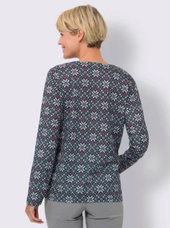 T-shirt à manches longues joli motif norvégien