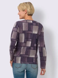 T-shirt à manches longues motif patchwork moderne
