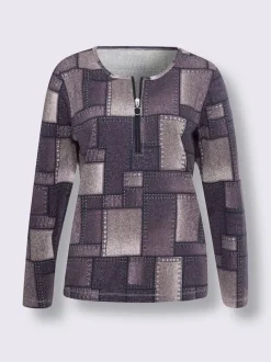 T-shirt à manches longues motif patchwork moderne