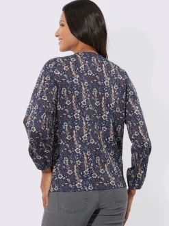 T-shirt à manches longues plis affinants à l'encolure
