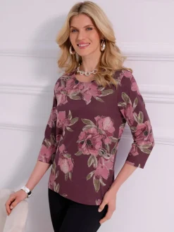 T-shirt à manches 3/4 motif floral