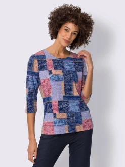 T-shirt à manches 3/4 motif patchwork