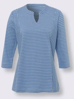 T-shirt à manches 3/4 rayures en fils teintés