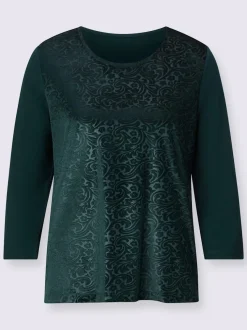 T-shirt à manches 3/4 velours élastique brillant