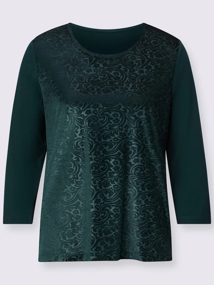 T-shirt à manches 3/4 velours élastique brillant
