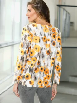 T-shirt à motif floral avec encolure ronde