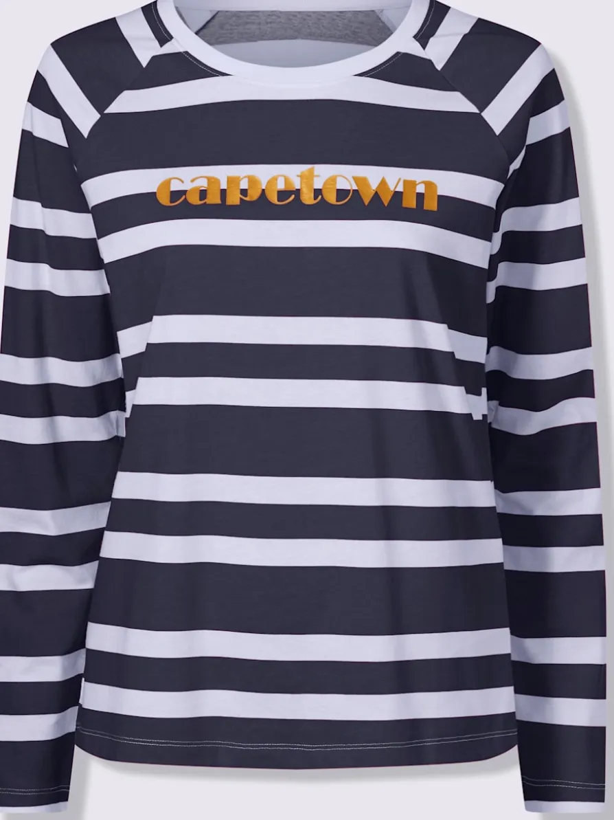 T-shirt à rayures imprimé couleur or
