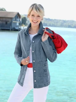 Veste en jean poches décoratives