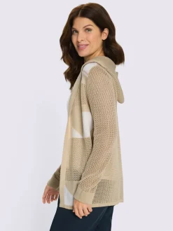 Veste en tricot ajouré à capuche