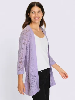 Veste en tricot ajouré coupe ouverte affinante