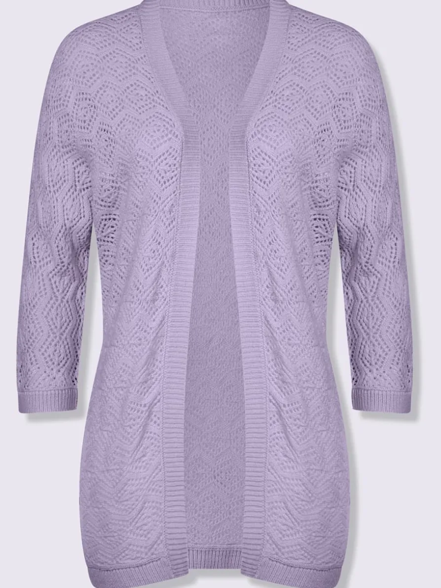 Veste en tricot ajouré coupe ouverte affinante