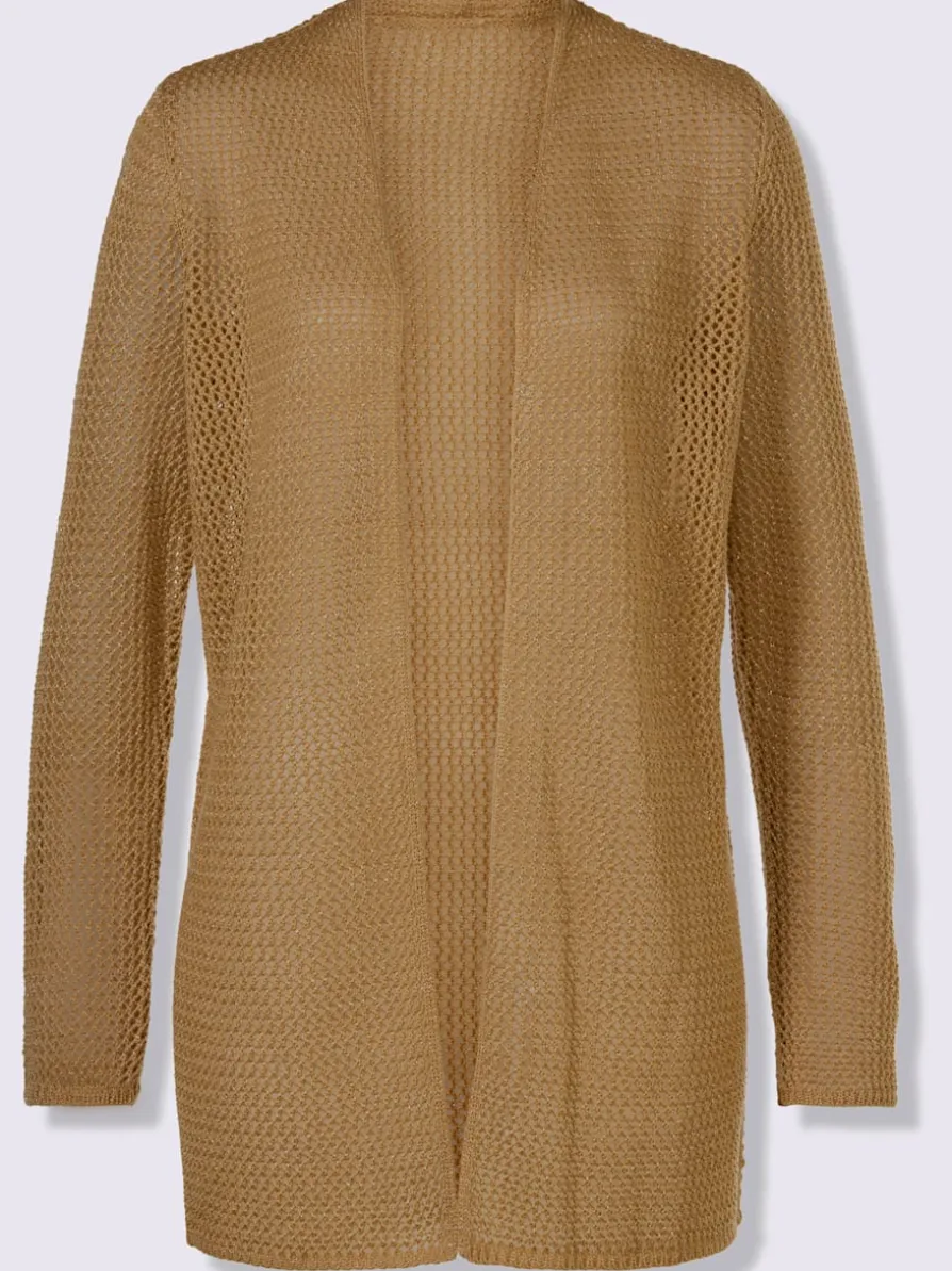 Veste en tricot ajouré fil brillant couleur or