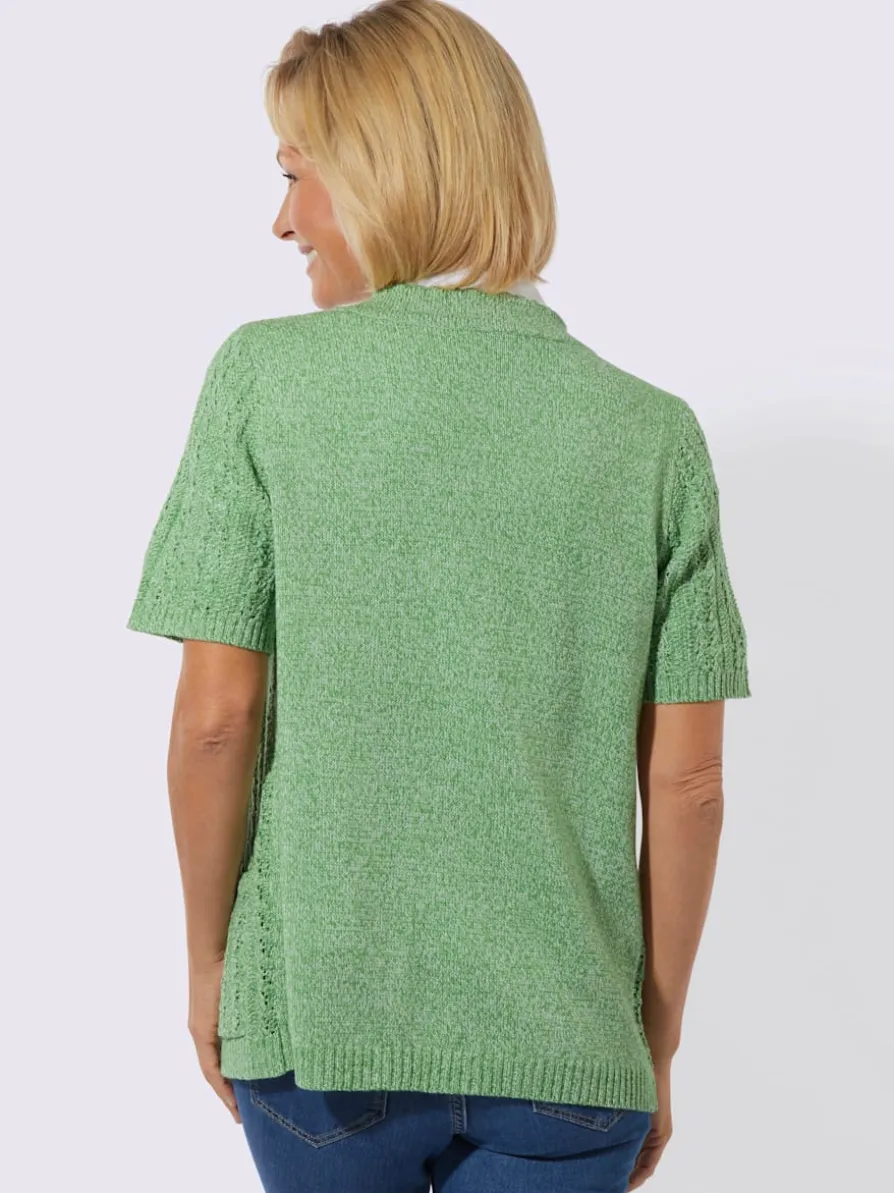 Veste en tricot ajouré fils chinés