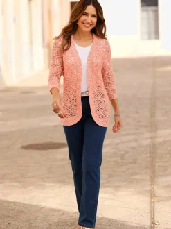 Veste en tricot ajouré motif ajouré léger
