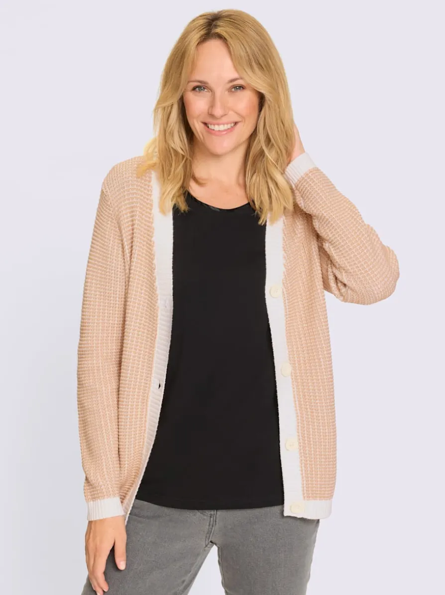 Veste en tricot encolure en v côtelée
