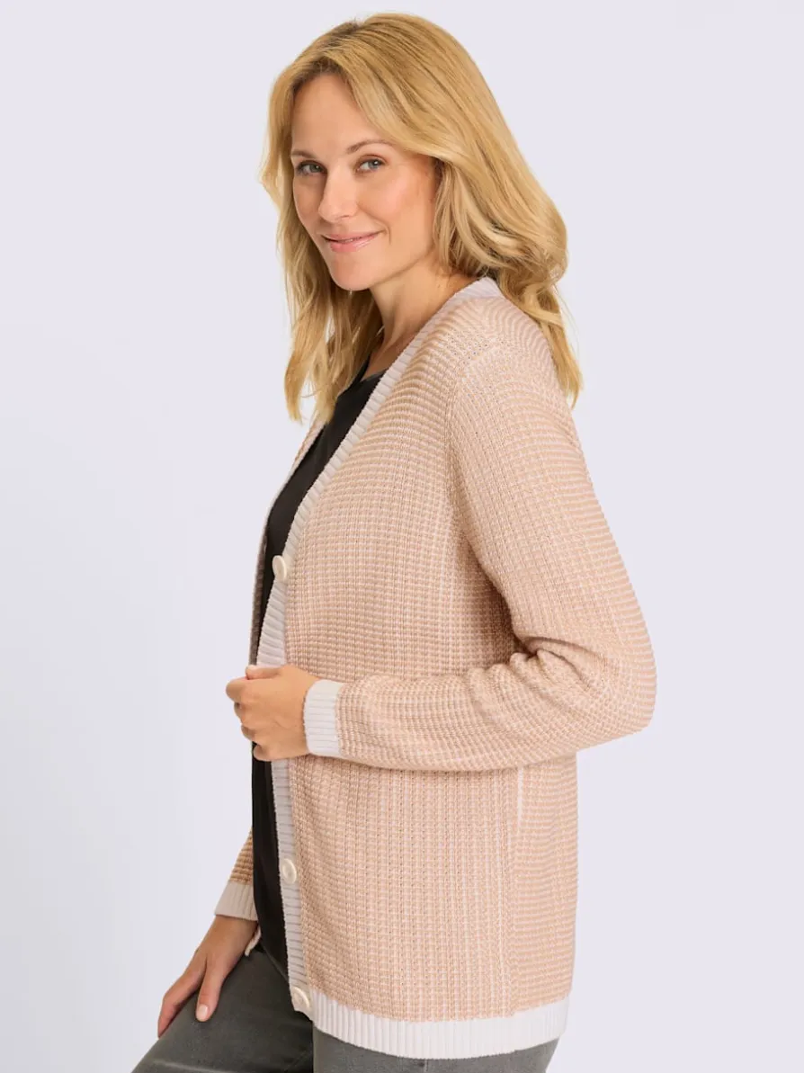 Veste en tricot encolure en v côtelée