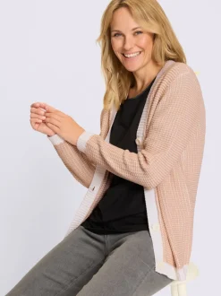 Veste en tricot encolure en v côtelée