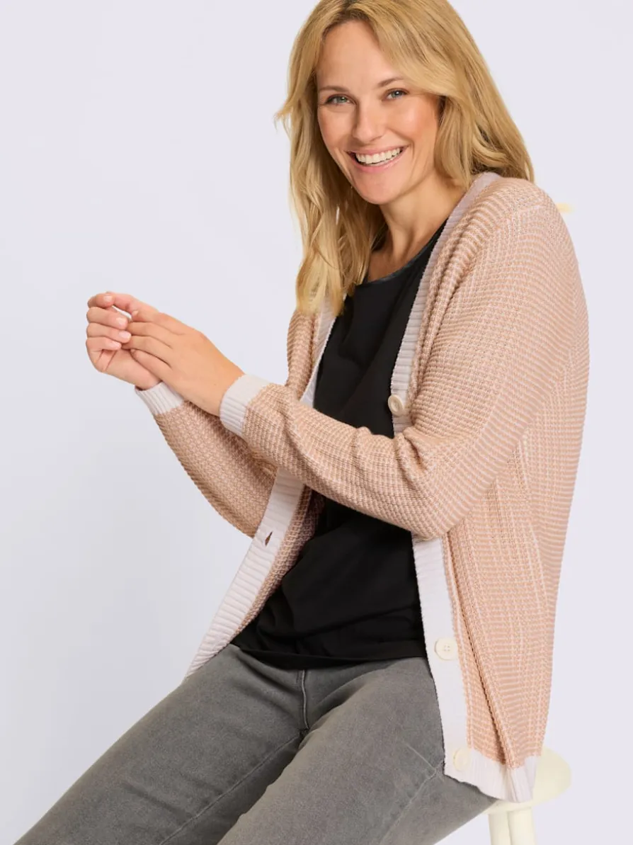Veste en tricot encolure en v côtelée