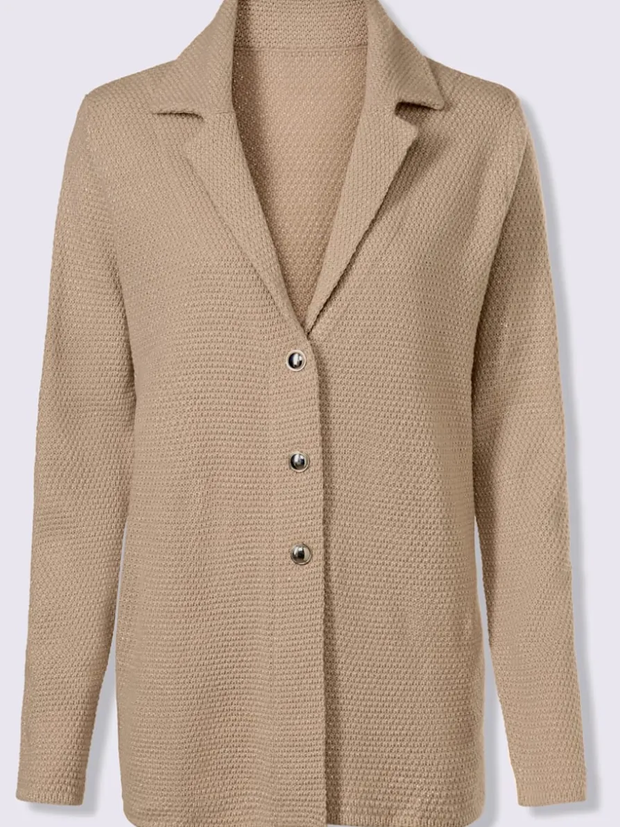 Veste en tricot fil argenté brillant couleur argenté