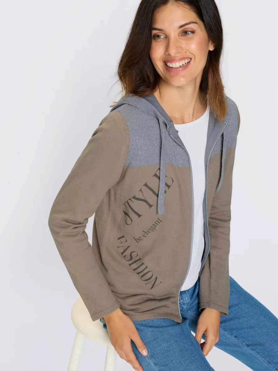 Veste en tricot fil argenté brillant couleur argenté