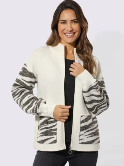 Veste en tricot jacquard fil argenté brillant couleur argenté
