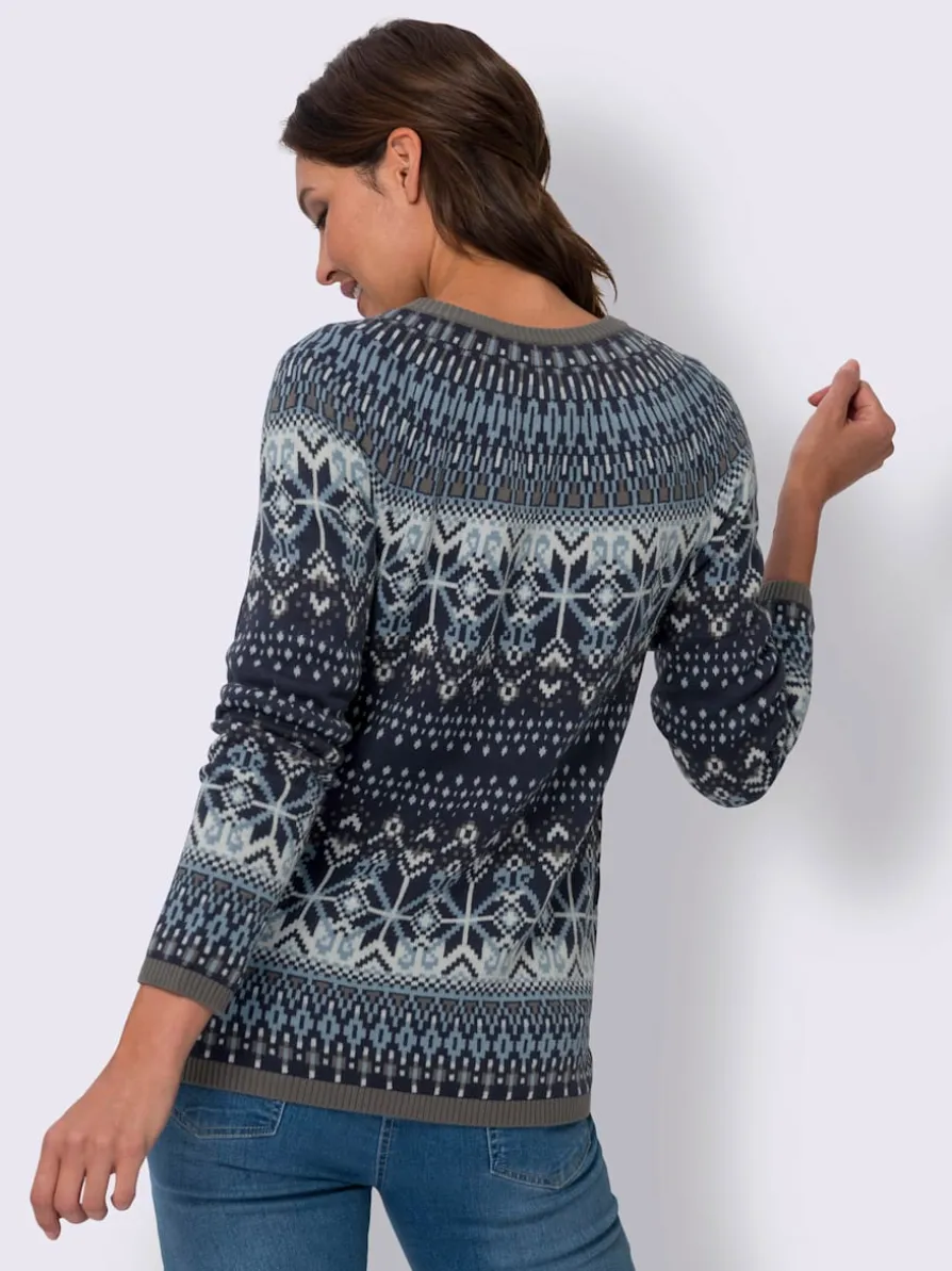 Veste en tricot jacquard joli motif norvégien