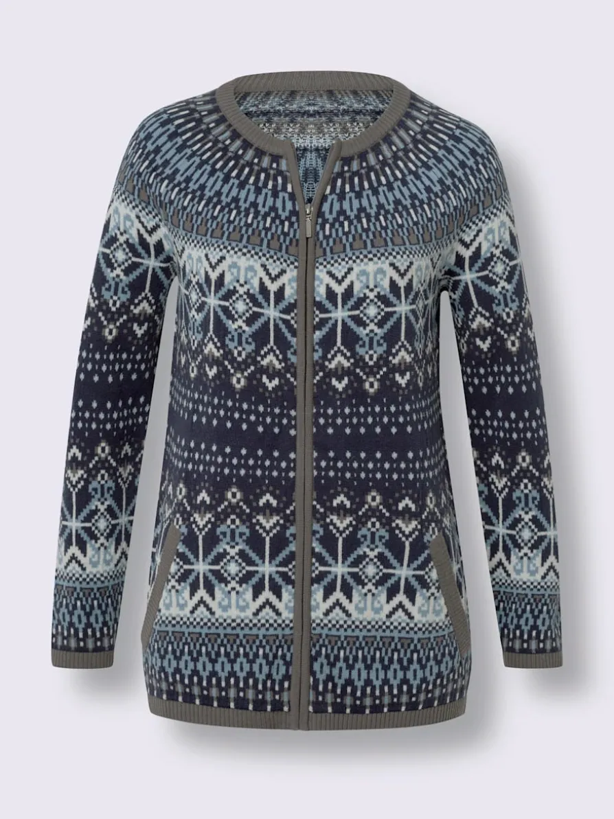 Veste en tricot jacquard joli motif norvégien