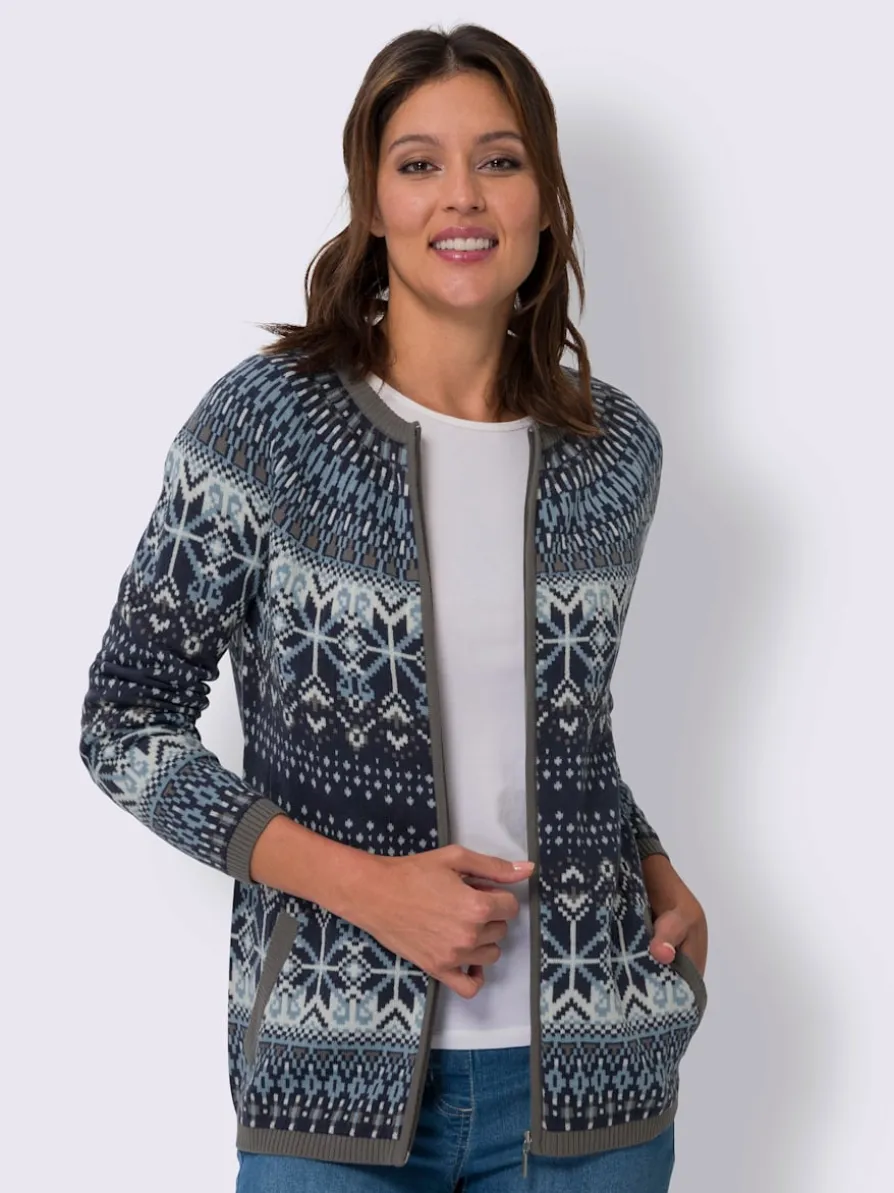 Veste en tricot jacquard joli motif norvégien