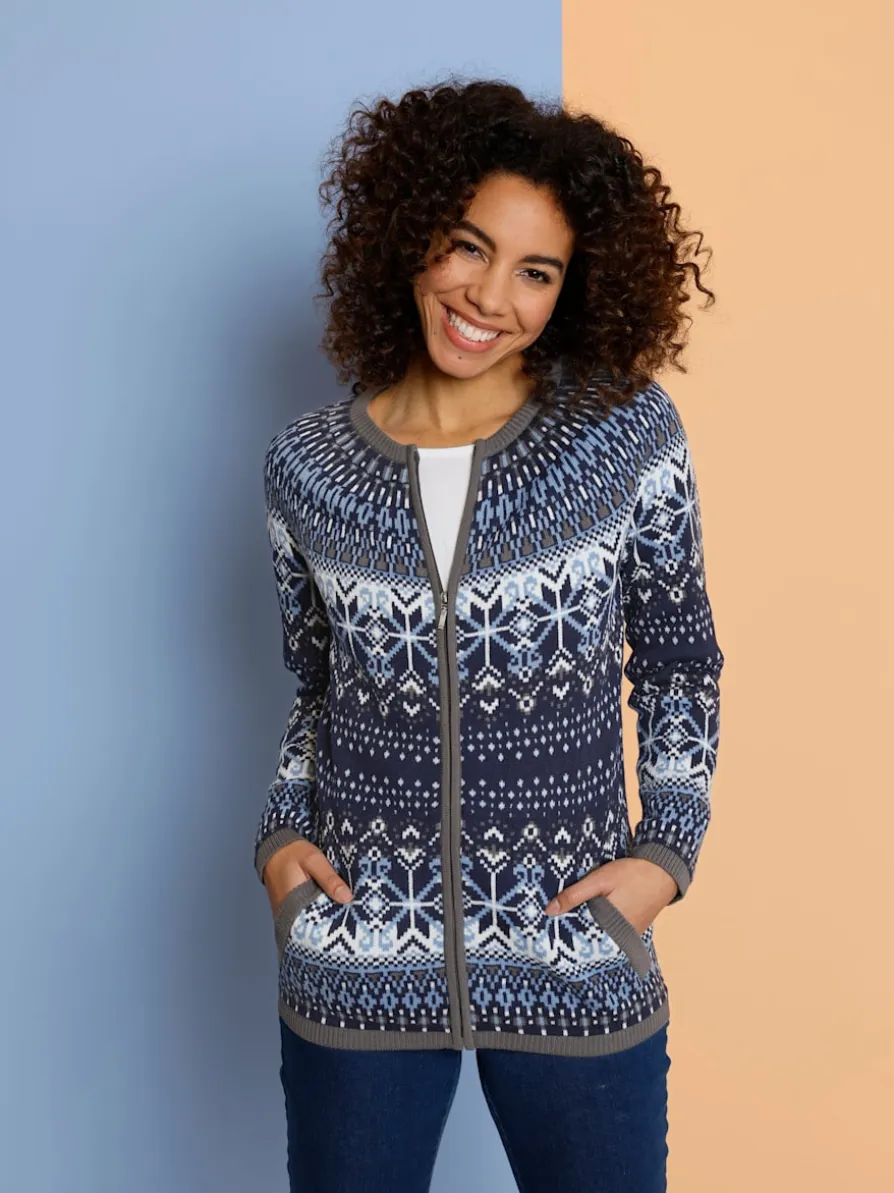Veste en tricot jacquard joli motif norvégien
