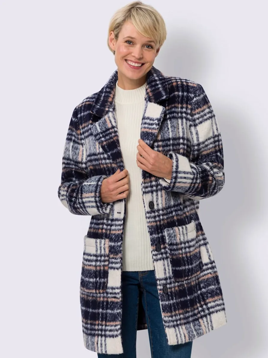 Veste longue col à revers à effet affinant