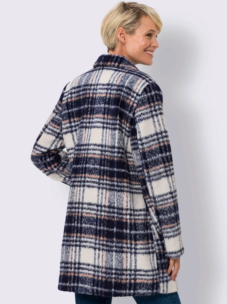 Veste longue col à revers à effet affinant