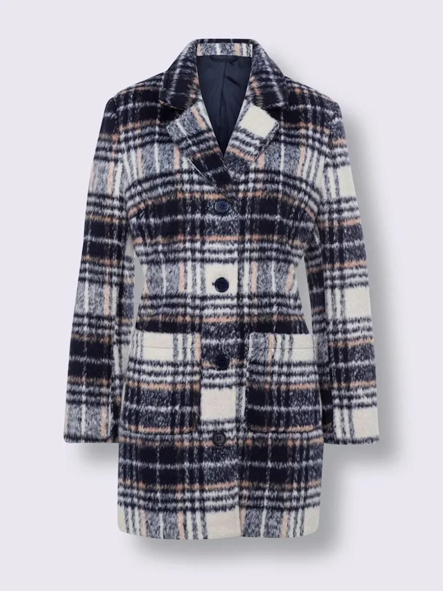 Veste longue col à revers à effet affinant