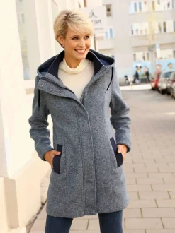 Veste longue empiècements côtelés unis
