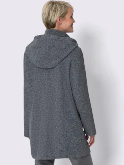 Veste longue empiècements côtelés unis
