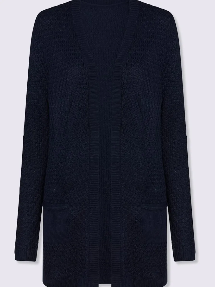 Veste longue en tricot coupe ouverte affinante