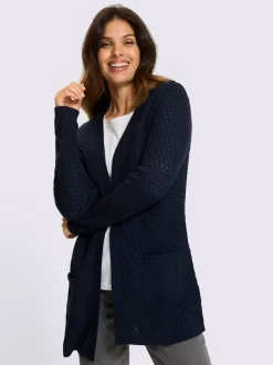 Veste longue en tricot coupe ouverte affinante