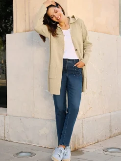 Veste longue en tricot longueur tendance